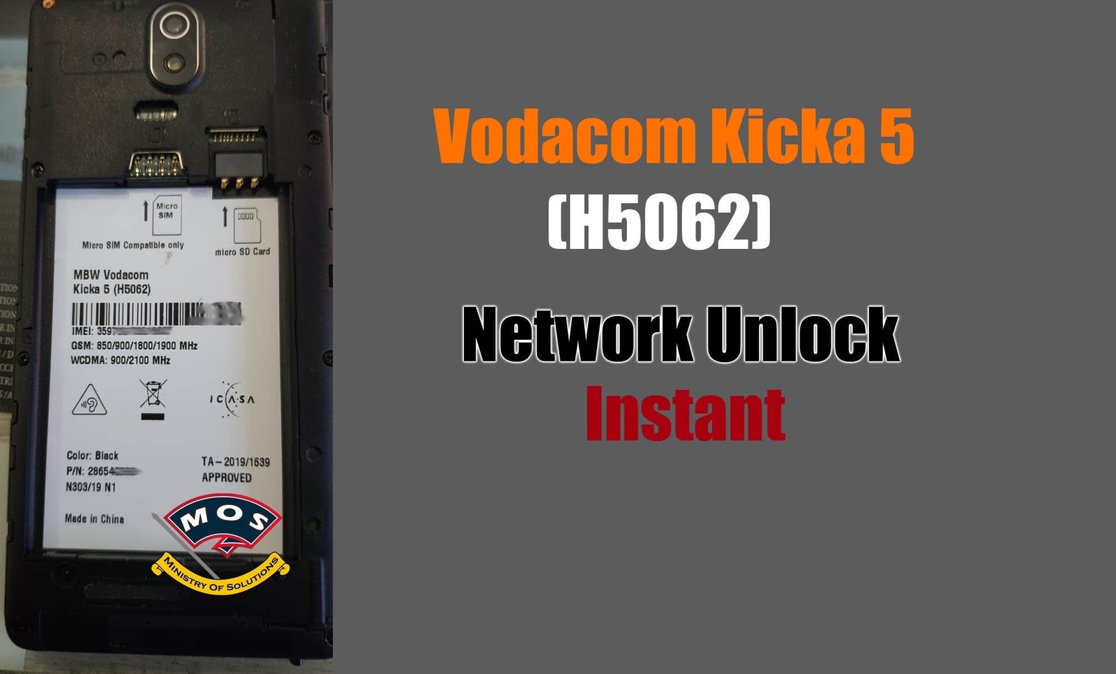 Vodacome Kicka 5 Network Unlock Instant Paid Service Ministry
